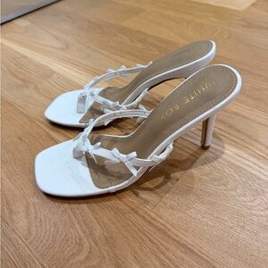White Bow-Accent High Heel Sandals